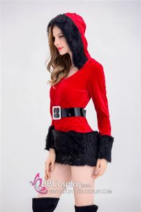 Đầm Noel Phối Lông Đen Cá Tính - Có Ảnh Thật