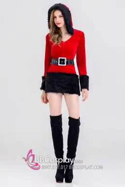 Đầm Noel Phối Lông Đen Cá Tính - Có Ảnh Thật