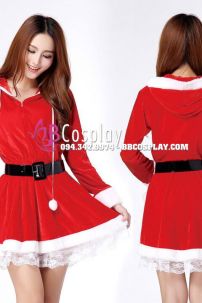 Trang Phục Noel Đẹp Có Nón Váy Viền Ren