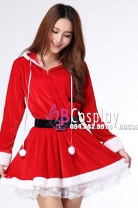 Trang Phục Noel Đẹp Có Nón Váy Viền Ren