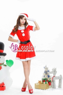 Đầm Đỏ Mặc Noel Tặng Bao Tay