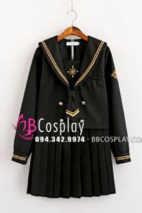 Đồng Phục Nữ Sinh Cosplay Nhật Đen Tay Dài