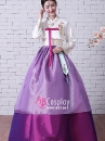 Trang Phục Hanbok HQ Áo Thêu Váy 2 Tầng Hồng Tím