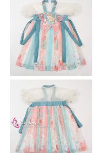 Hán Phục Thêu Mèo Trang Phục Cho Bé - Màu Xanh