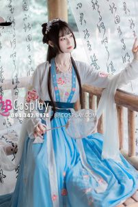 Hán Phục Thêu Hoa Chiết Eo Thanh Quốc Bảo