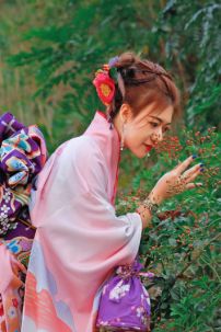 Kimono Truyền Thống Chuấn Nhật Màu Hồng