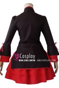 Qiloli Tay Bèo Áo Đen Váy Đỏ