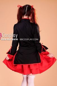 Qiloli Tay Bèo Áo Đen Váy Đỏ