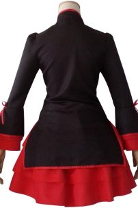 Qiloli Tay Bèo Áo Đen Váy Đỏ