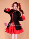 Qiloli Tay Bèo Áo Đen Váy Đỏ