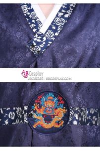Hanbok Gấm Cho Nam Hàn Quốc Áo Xanh Quần Xanh