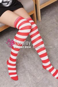Vớ Sọc To Màu Đỏ Trắng