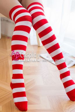 Vớ Sọc To Màu Đỏ Trắng
