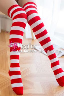 Vớ Sọc To Màu Đỏ Trắng