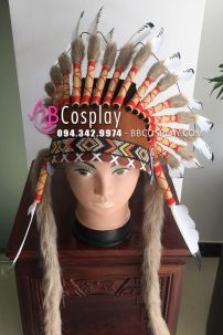 Mũ Thổ Dân Da Đỏ Lông Trắng Chấm Đen