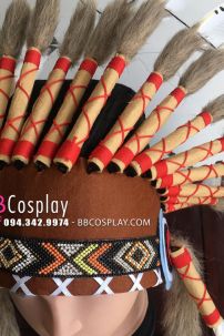 Mũ Thổ Dân Da Đỏ Lông Trắng Chấm Đen