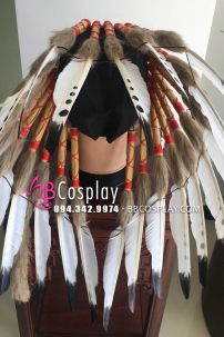 Mũ Thổ Dân Da Đỏ Lông Trắng Chấm Đen