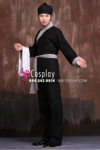 Trang Phục Tiểu Nhị Đen Trơn Viền Xám