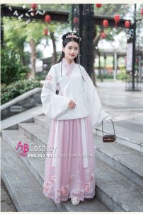 Hán Phục Sương Hoa Lộ Ngưng Hoạ Tiết Thêu Hoa Full