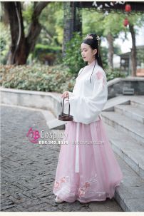 Hán Phục Sương Hoa Lộ Ngưng Hoạ Tiết Thêu Hoa Full