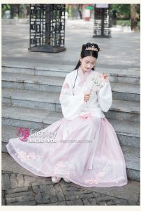 Hán Phục Sương Hoa Lộ Ngưng Hoạ Tiết Thêu Hoa Full