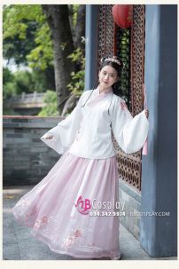 Hán Phục Sương Hoa Lộ Ngưng Hoạ Tiết Thêu Hoa Full