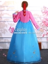 Hanbok Hàn Quốc Voan Áo Hồng Váy Xanh