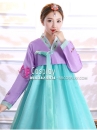Trang Phục Hanbok Hàn Quốc Voan Áo Tím Váy Xanh Lục