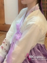 Hanbok Hàn Quốc Voan Áo Trắng Váy Tím