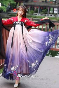 Hán Phục Tây Tửu Li Mị Chân Váy Chuyển Màu Thêu Hoa