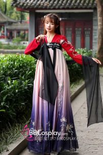 Hán Phục Tây Tửu Li Mị Chân Váy Chuyển Màu Thêu Hoa