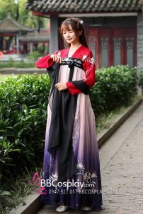 Hán Phục Tây Tửu Li Mị Chân Váy Chuyển Màu Thêu Hoa