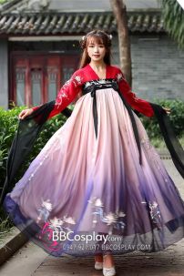 Hán Phục Tây Tửu Li Mị Chân Váy Chuyển Màu Thêu Hoa