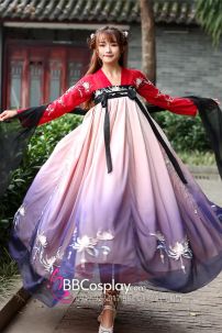 Hán Phục Tây Tửu Li Mị Chân Váy Chuyển Màu Thêu Hoa