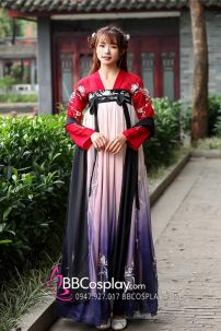 Hán Phục Tây Tửu Li Mị Chân Váy Chuyển Màu Thêu Hoa