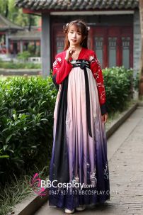 Hán Phục Tây Tửu Li Mị Chân Váy Chuyển Màu Thêu Hoa