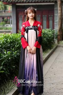 Hán Phục Tây Tửu Li Mị Chân Váy Chuyển Màu Thêu Hoa