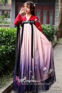 Hán Phục Tây Tửu Li Mị Chân Váy Chuyển Màu Thêu Hoa