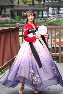 Hán Phục Tây Tửu Li Mị Chân Váy Chuyển Màu Thêu Hoa