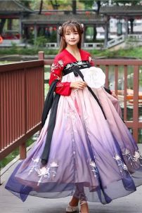 Hán Phục Tây Tửu Li Mị Chân Váy Chuyển Màu Thêu Hoa