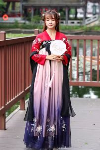 Hán Phục Tây Tửu Li Mị Chân Váy Chuyển Màu Thêu Hoa