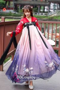 Hán Phục Tây Tửu Li Mị Chân Váy Chuyển Màu Thêu Hoa