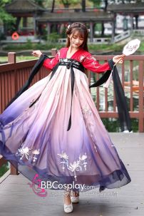 Hán Phục Tây Tửu Li Mị Chân Váy Chuyển Màu Thêu Hoa