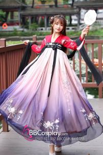 Hán Phục Tây Tửu Li Mị Chân Váy Chuyển Màu Thêu Hoa