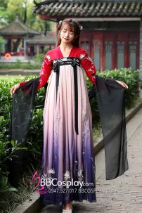 Hán Phục Tây Tửu Li Mị Chân Váy Chuyển Màu Thêu Hoa