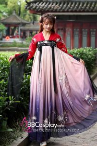 Hán Phục Tây Tửu Li Mị Chân Váy Chuyển Màu Thêu Hoa