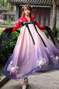 Hán Phục Tây Tửu Li Mị Chân Váy Chuyển Màu Thêu Hoa