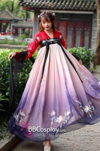 Hán Phục Tây Tửu Li Mị Chân Váy Chuyển Màu Thêu Hoa