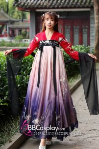 Hán Phục Tây Tửu Li Mị Chân Váy Chuyển Màu Thêu Hoa