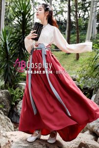 Hán Phục Ngạo Hàn Tố Đan - Áo Kem Váy Đỏ